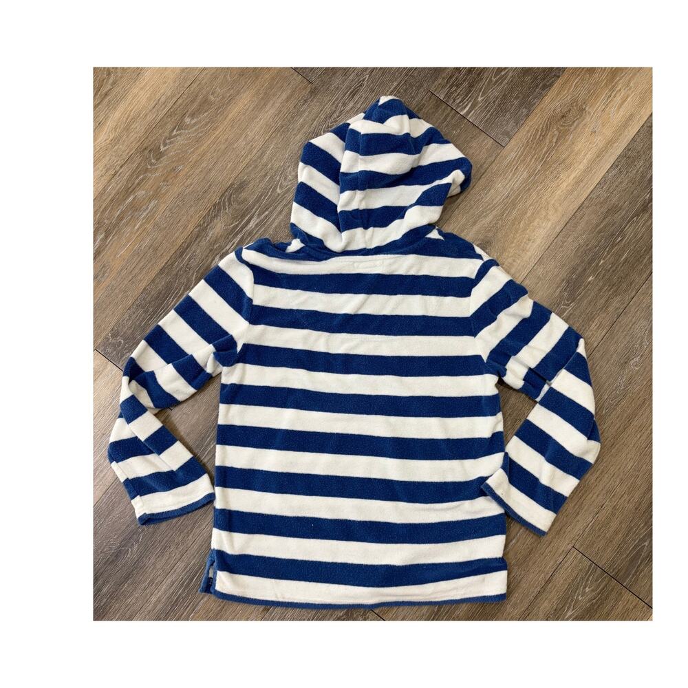 Pottery Barn Kids Hoodie Blue White Striped Terry Cloth Cozy 8 10